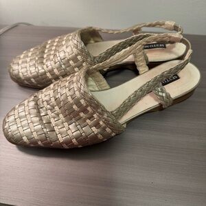 👡 Sesto Meucci Woven Leather Slingback Flats — Size 9.5M — Made in Italy